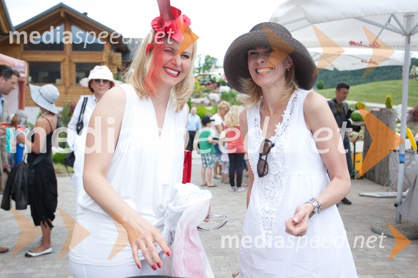 Alja Novak Viryent, oblikovalka čevljev; Andreja Comino, novinarkaLady piknik pod klobuki 2013