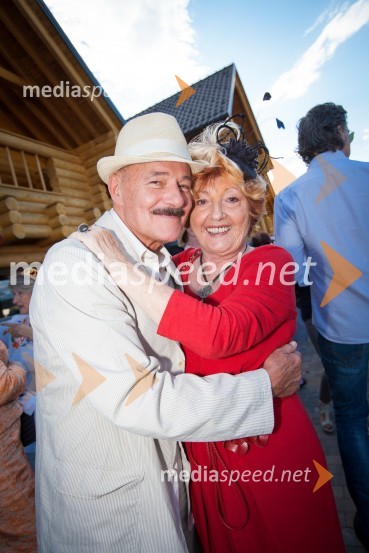 Rok Lasan, nekdanji maneken; Bernarda Jeklin, nekdanja urednica JaneLady piknik pod klobuki 2013