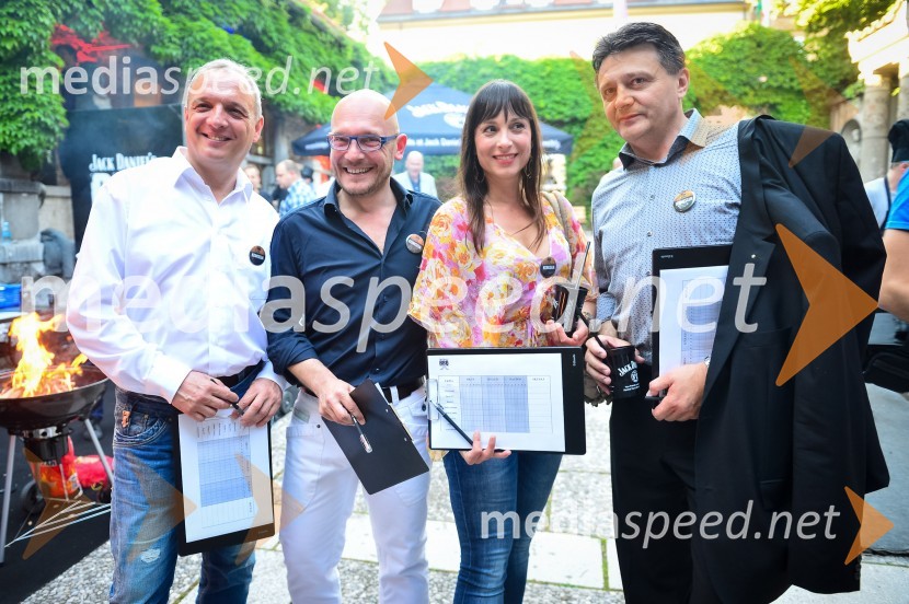 Damjan Damjanovič, član žirije Slovenija ima talent; Slavc Grčar, G3; Tina Gorenjak, igralka; Franc Željko ŽupaničJack Daniel's BBQ party 2013