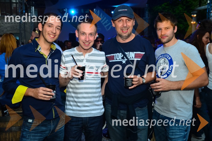 Robi Kreslin; Rok Ostrež, urednik Radio Antena, Nejc Tisu, Infonet; Tomi Hafner, hokejistJack Daniel's BBQ party 2013