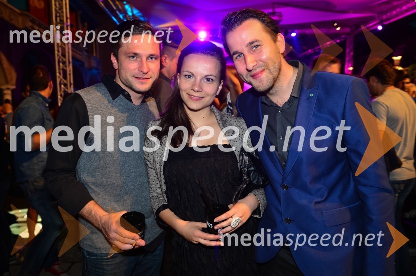 Bojan Zupančič, glasbenik; Marja Bajželj, piarovka; Igor Matkovič, glasbenikJack Daniel's BBQ party 2013