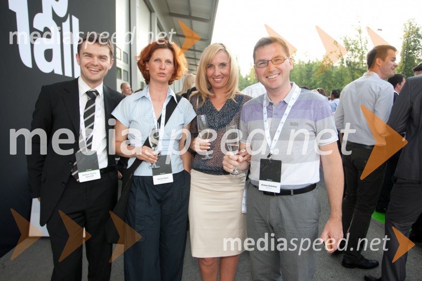Boštjan Škufca Zaveršek, Simobil; Alenka Repič; Petra Tratnik Dobnikar, vodja nabave Aerodroma Ljubljane; Roman Dobnikar, svetovalec predsednika uprave PetrolaNiki Lauda na Business TopTalk 2013