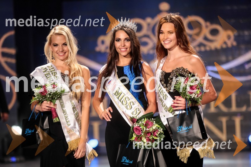 Eva Matijašević, druga spremljevalka Miss Slovenije 2013; Maja Cotič, Miss Slovenije 2013; Laura Škvorc, prva spremljevalka Miss Slovenije 2013Miss Slovenije 2013 je Maja Cotič!