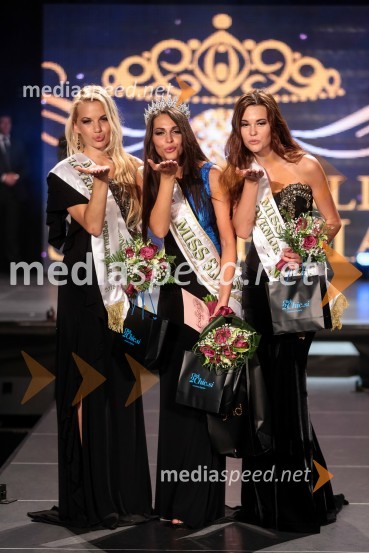 Eva Matijašević, druga spremljevalka Miss Slovenije 2013; Maja Cotič, Miss Slovenije 2013; Laura Škvorc, prva spremljevalka Miss Slovenije 2013Miss Slovenije 2013 je Maja Cotič!