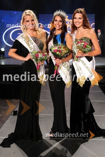 Eva Matijašević, druga spremljevalka Miss Slovenije 2013; Maja Cotič, Miss Slovenije 2013; Laura Škvorc, prva spremljevalka Miss Slovenije 2013Miss Slovenije 2013 je Maja Cotič!