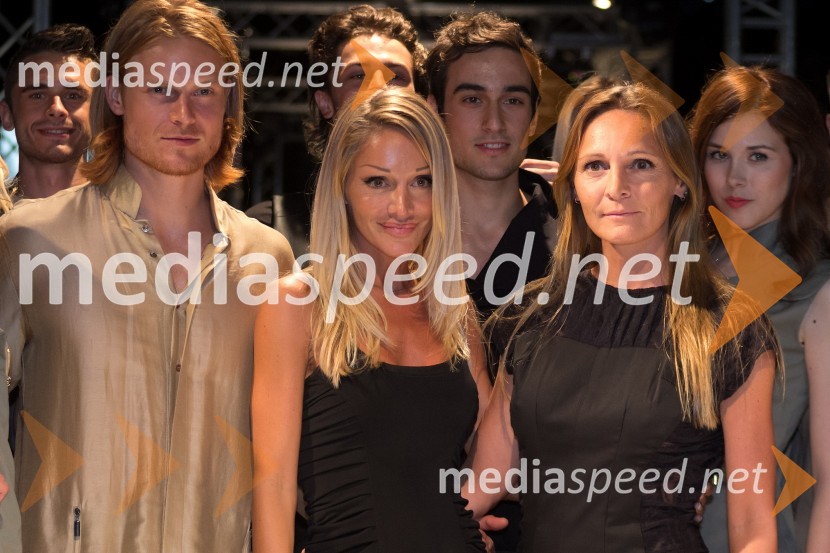 Miha Dragoš, mister Slovenije 2011;&nbsp;Oblikovalka Martina Mueller z asistentko na premierni predstavitvi kolekcije Callisti za poletje 2014Fashion Loves Party
