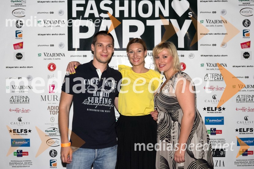 Rene Gomolj, fotograf; &nbsp;Špela Štamol, urednica revije Grazia; Helena Ajdnik, piarovkaFashion Loves Party