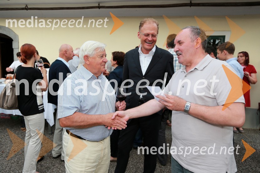 Milan Kučan, nekdanji predsednik RS; Janez Škrabec, direktor podjetja Riko d.o.o.; Jozo Dragan, Riko d.o.o.Janez Škrabec srečal Abrahama