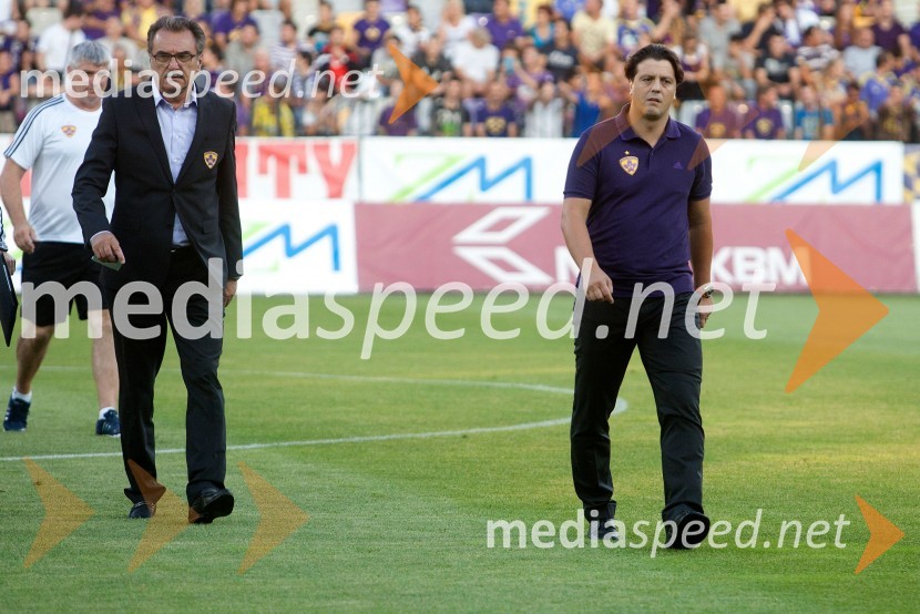 Ante Čačić, trener NK Maribor; Zlatko Zahovič, športni direktor NK MariborNogometna tekma: NK Maribor - Birkirkara FC