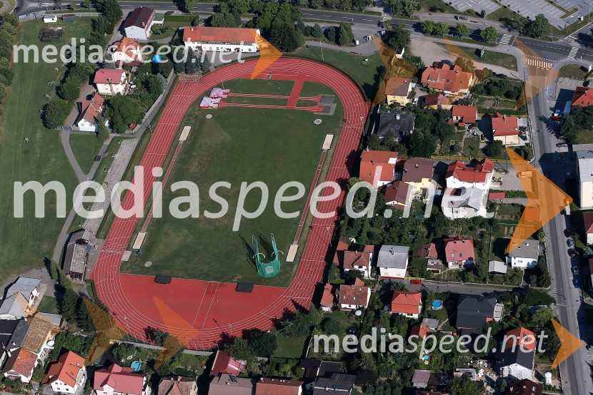 Atletski stadion PoljaneMaribor in okolica iz zraka