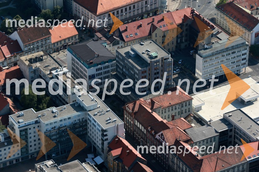 Zavarovalnica Maribor; Cankarjeva ulica, Forum MariborMaribor in okolica iz zraka