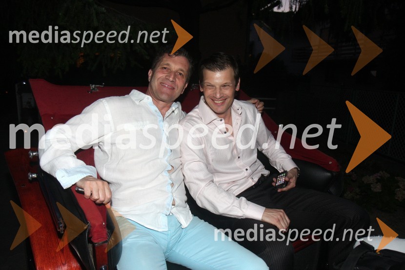 Zoran Đurić, direktor Queen estrada; Jurij Bradač, igralec ter manekenJurij Bradač, zabava ob rojstnem dnevu