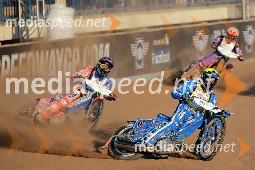 Andrejs Lebedevs (Latvija); Matej Žagar (Slovenija); Leon Madsen (Danska)Speedway VN Latvije
