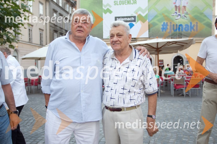 Dragutin Čermak, nekdanji košarkar; Ranko Žeravica, nekdanji selektorObisk legend jugoslovanske košarke v Ljubljani