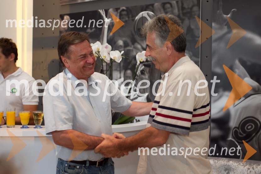 Zoran Jankovič, župan Mestne občine Ljubljana; Nikola Plečaš, nekdanji košarkarObisk legend jugoslovanske košarke v Ljubljani