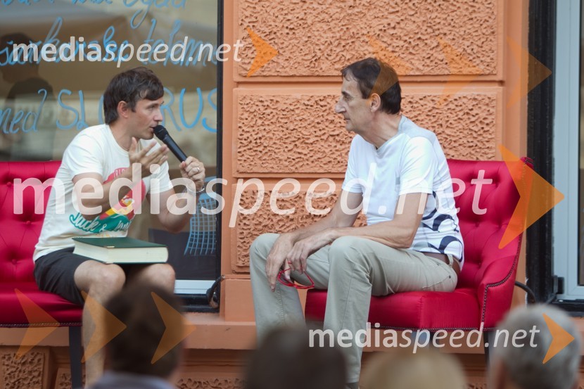 Sašo Sever, voditelj; Aljoša Žorga, nekdanji košarkarObisk legend jugoslovanske košarke v Ljubljani