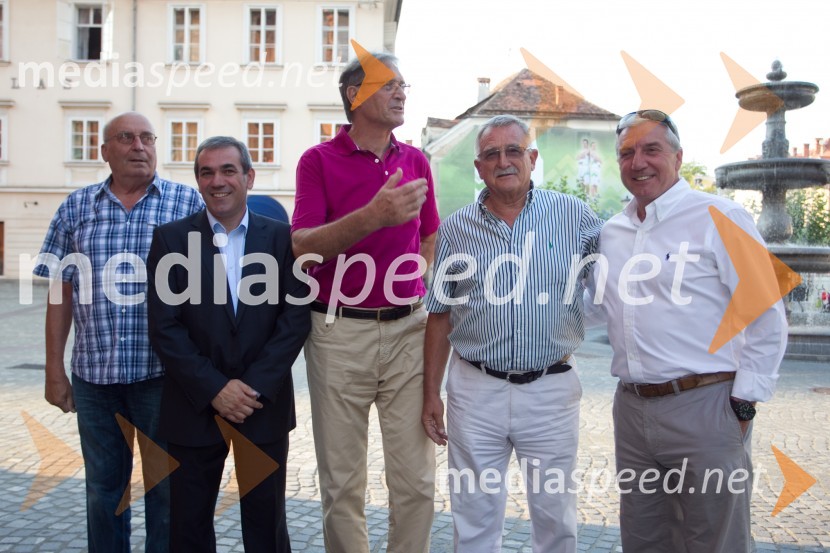 Ivo Daneu, nekdanji košarkar; Roman Volčič, KZS; Petar Skansi, nekdanji
 košarkar; Rato Tvrdić, nekdanji košarkar; Iztok Rems, KZSObisk legend jugoslovanske košarke v Ljubljani