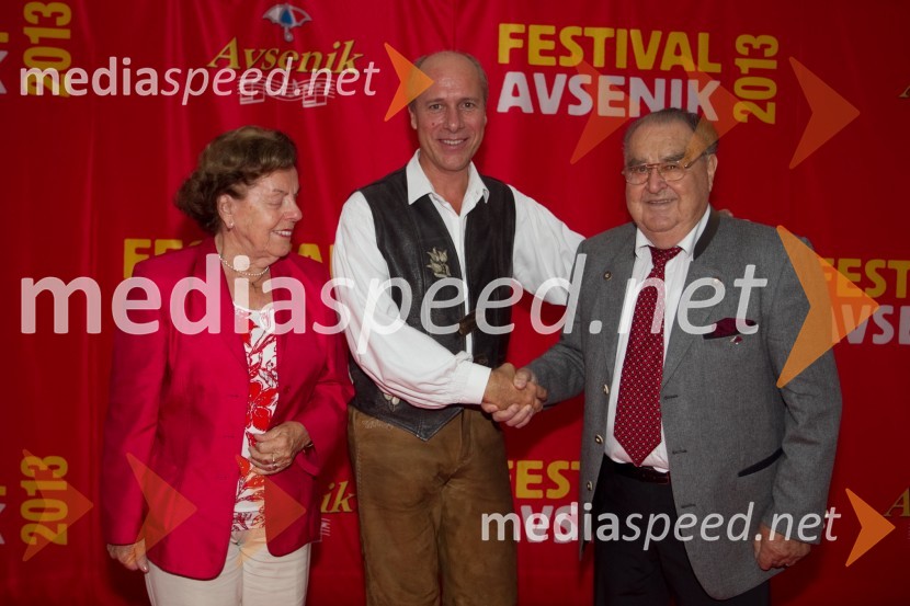 Ida Lanzmaier; Gregor Avsenik, organizator Festivala Avsenik; Karl Lanzmaier, prvi menedžer AvsenikovFestival Avsenik 2013, slovenski dan