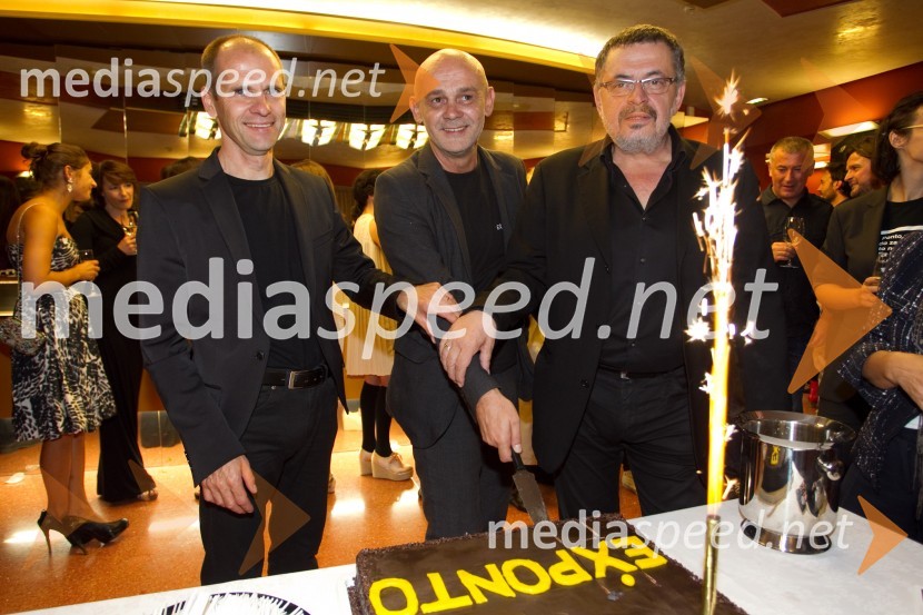 Damir Domitrović Kos, direktor festivala Ex Ponto; dr. Uroš Grilc, 
minister za kulturo; Branislav Mićunović, minister za kulturo Črne GoreEx Ponto 2013, otvoritev festivala