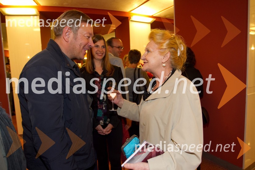 Robert Waltl, direktor Mini Teatra; Jerca Mrzel, igralkaEx Ponto 2013, otvoritev festivala