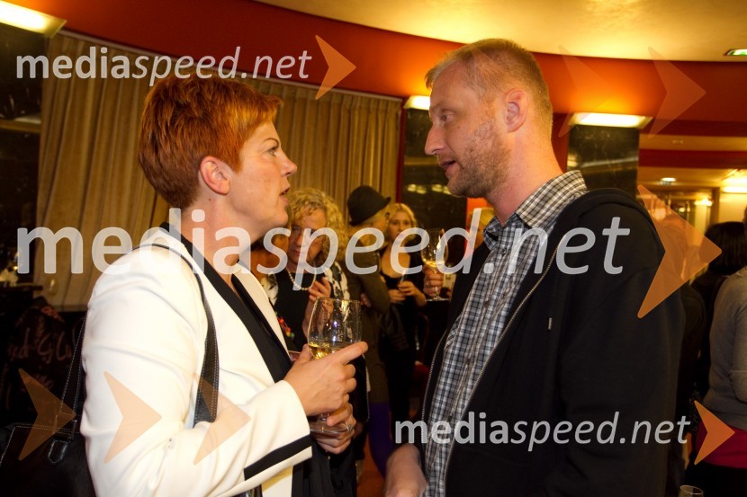 Mirjam  Drnovšček, direktorica PGK; Alen Jelen, režiserEx Ponto 2013, otvoritev festivala