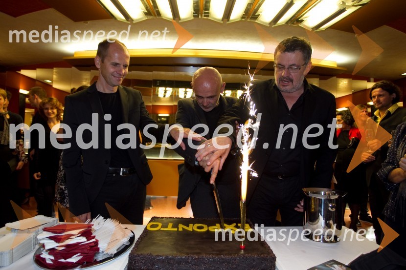 Damir Domitrović Kos, direktor festivala Ex Ponto; dr. Uroš Grilc, 
minister za kulturo; Branislav Mićunović, minister za kulturo Črne GoreEx Ponto 2013, otvoritev festivala