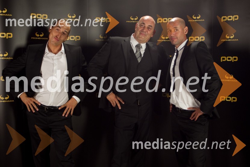 Vid Valič, voditelj; Pavel Vrabec, generalni direktor Pro Plus; Peter Poles, voditeljPOP Promenada 2013