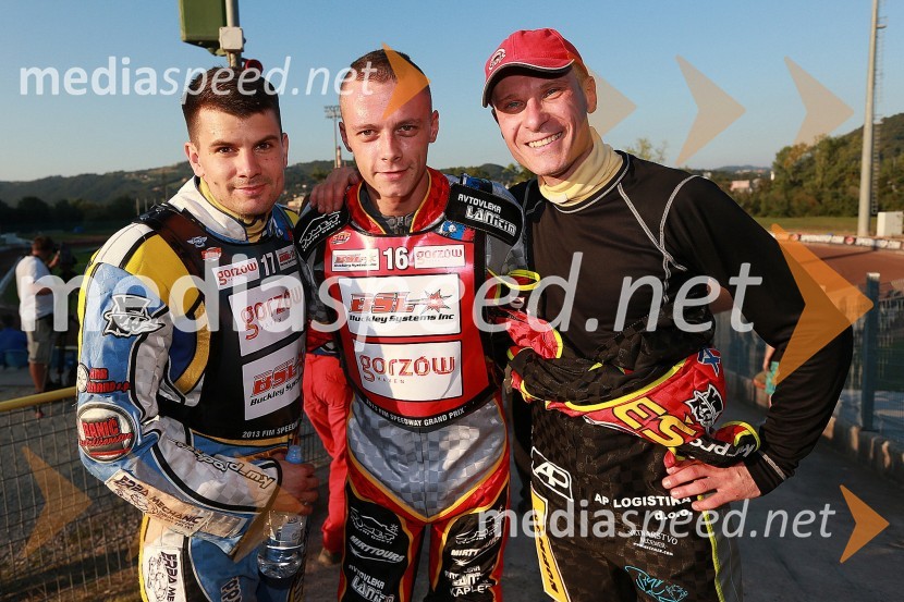 Matic Voldrih; Aleksander Čonda; Denis ŠtojsSpeedway Grand Prix, po treningu za VN Slovenije