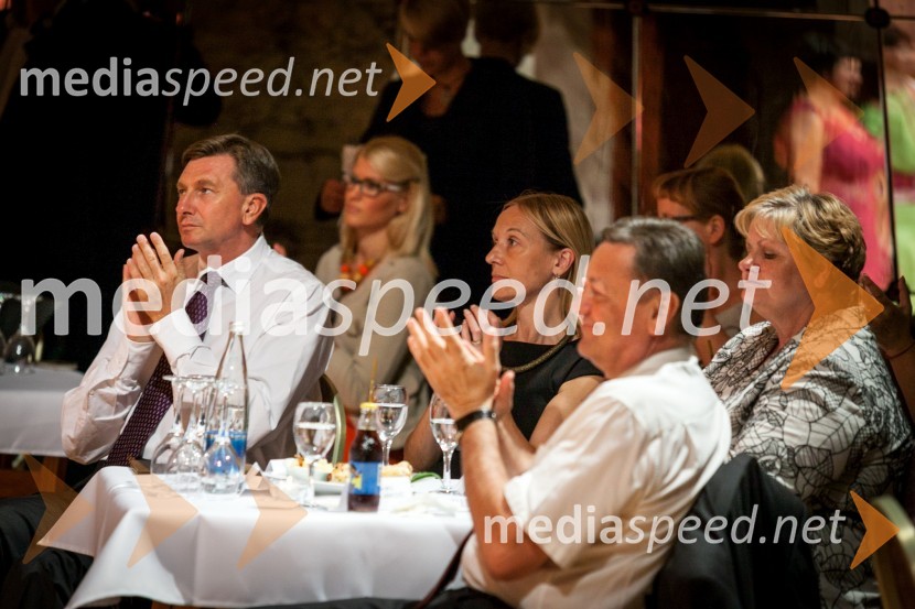 Borut Pahor, predsednik Republike Slovenije; dr. Alja Brglez, vodja kabineta predsednika RS; Neža Vodušek, članica sveta zavoda Pionirski dom; Zoran Jankovič, župan Mestne občine Ljubljana50 let Pionirskega doma Ljubljana