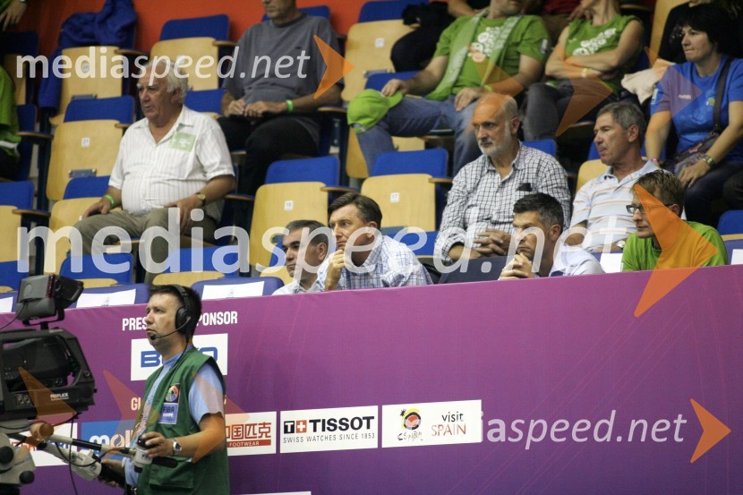 Roman Volčič, predsednik KZS;&nbsp;Borut Pahor, predsednik Republike Slovenije; ....; ...Eurobasket 2013, Slovenija - Poljska