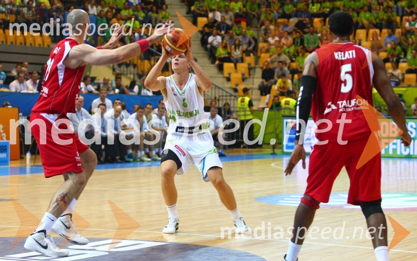 Marcin Gortat, poljski košarkar; Edo Muric, slovenski košarkar; Thomas Kelati, poljski košarkarEurobasket 2013, Slovenija - Poljska