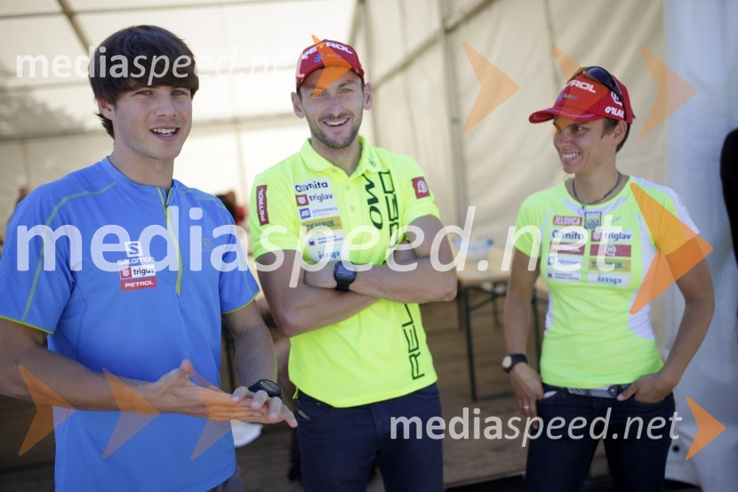 Žan Košir, deskar na snegu; Jakov Fak, biatlonec; Teja Gregorin, biatlonkaTriglav tek 2013