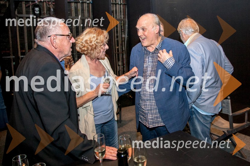 Dušan Jovanovič, režiser; MIlena Zupančič, igralka; Radko Polič, igralecBoris, Milena, Radko, premiera predstave v SNG Drama Ljubljana
