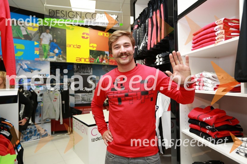 Filip Flisar, smučar prostega slogaAND by Andraž, otvoritev trgovine