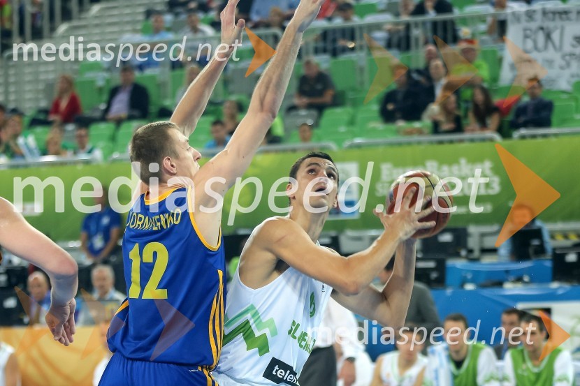 Maxym Korniyenko, košarkar; Jure Balažič, košarkar&nbsp;Eurobasket 2013, Slovenija - Ukrajina