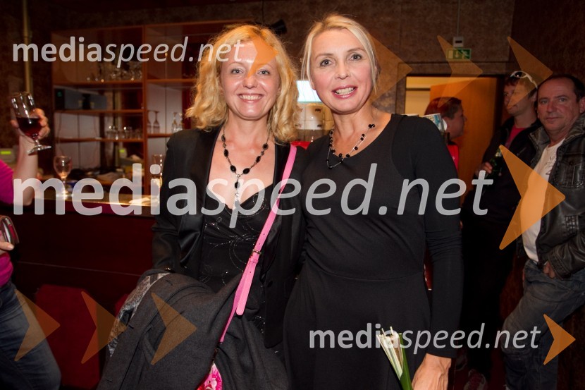 mag. Tina Kosi, upravnica SLG Celje; Darja Reichman, igralkaPraznovanje, premiera predstave PG Kranj
