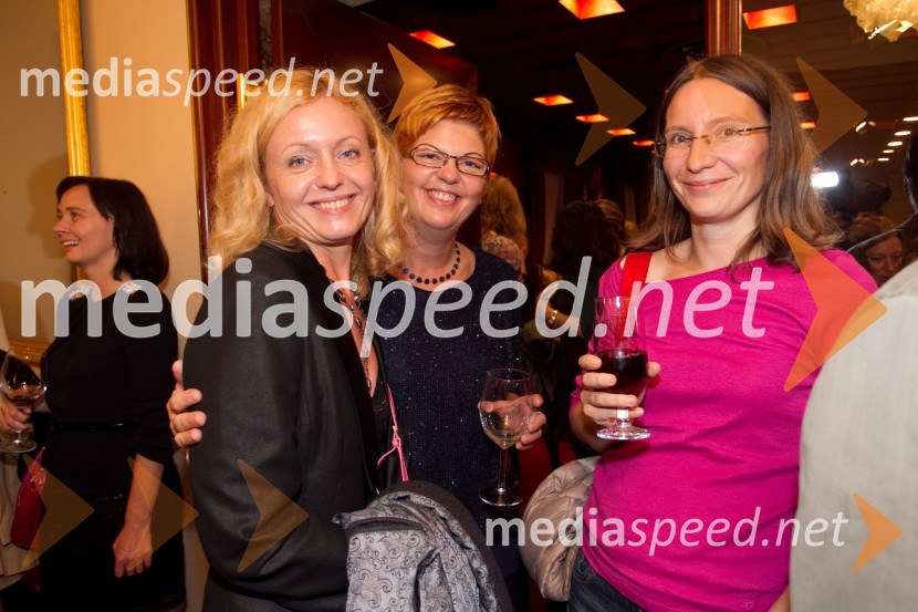 Mag. Tina Kosi, upravnica SLG Celje; Mirjam Drnovšček, direktorica Prešernovega gledališča Kranj; ...Praznovanje, premiera predstave PG Kranj