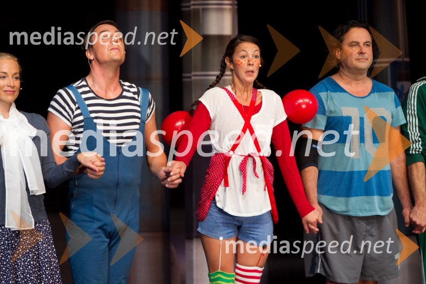 Igor Štamulak, igralec; Ajda Toman, igralka; Jernej Kuntner, igralecPazi, Pika!, premiera predstave LGL