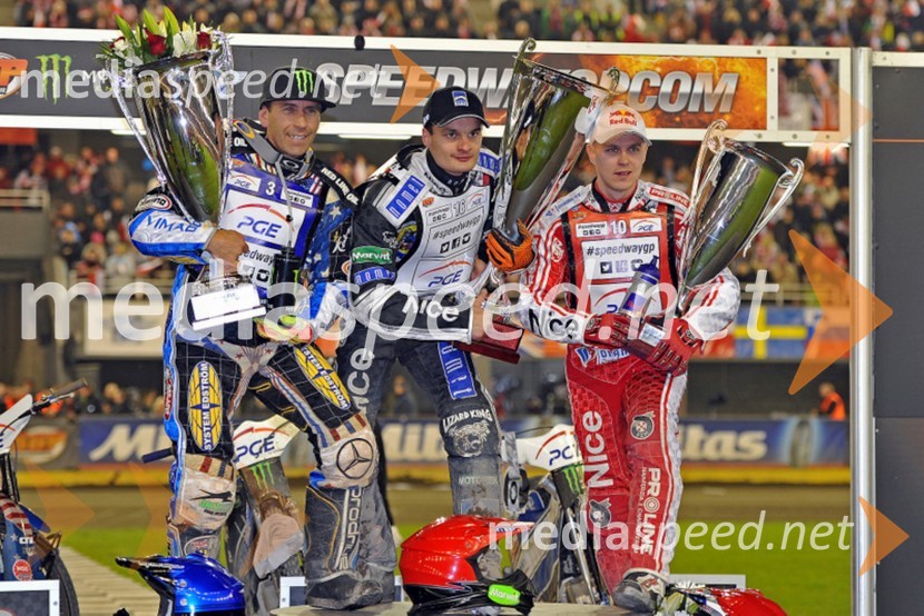Greg Hancock (ZDA); Adrian Miedzinski (Poljska); Jaroslaw Hampel (Poljska)Speedway VN Poljske
