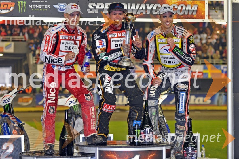 Jaroslaw Hampel (Poljska);&nbsp;Tai Woffinden (Velika Britanija);&nbsp;Niels Kristian Iversen (Danska)Speedway VN Poljske