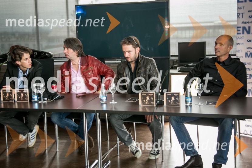 Matija Krečič, glasbenik; Robert Pešut Magnifico, glasbenik; Aleksander Pešut - Schatzi, glasbenik; Boštjan Menart, direktor Založbe MenartMagnifico predstavlja nov album - Montevideo, bog te video