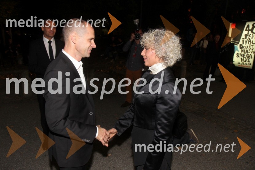Dr. Uroš Grilc, minister za kulturo;&nbsp;Alja Predan, umetniška direktorica Festivala Borštnikovo srečanje48. Borštnikovo srečanje 2013, otvoritev festivala
