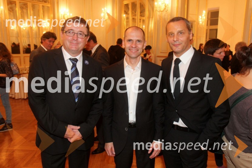 Dr. Andrej FIštravec, župan MOM; dr. Uroš Grilc, minister za kulturo; Danilo Rošker, direktor SNG Maribor48. Borštnikovo srečanje 2013, otvoritev festivala
