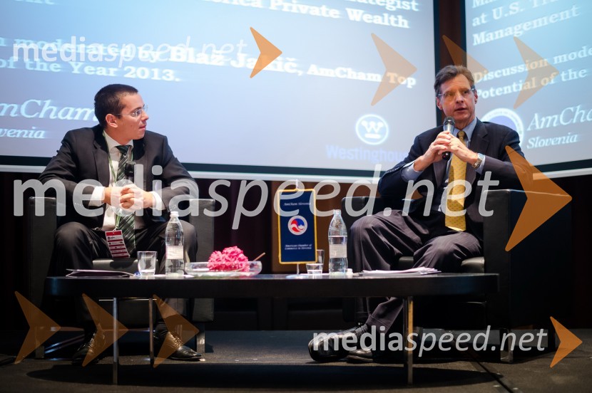 Blaž Jakič, moderator; Joseph P. Quinlan, U.S. Trust – Bank of America Private Wealth ManagementU.S. – Slovenia Business Bridge, razvojna in investicijska konferenca, drugi dan