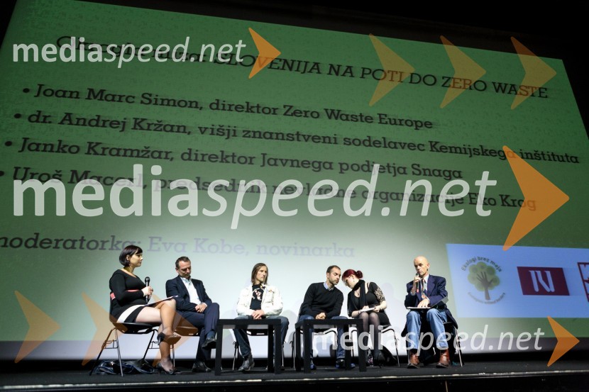 Eva Kobe, novinarka; dr. Andrej Kržan, višji znanstveni sodelavec Kemijskega inštituta; Uroš Macerl, predsednik nevladne organizacije Eko krog; Joan Marc Simon, direktor Zero Waste Europe; Ana Dejanović, študentka tolmačenja; Janko Kramžar, direktor Javnega podjetja SnagaSmeti, slovenska premiera dokumentarnega filma