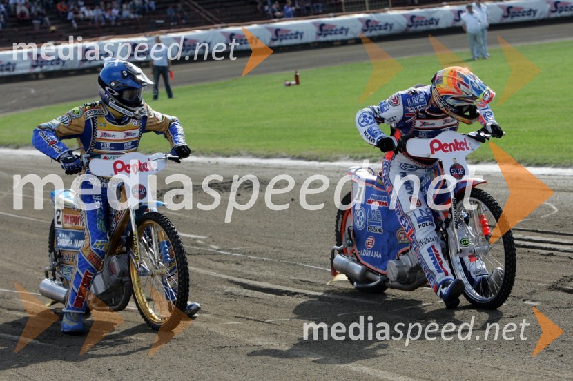 Tony Rickardsson, Švedska (levo) in Jason Crump, Avstralija (desno)SPEEDWAY, Speedway Grand Prix - VN Poljske 2005 trening