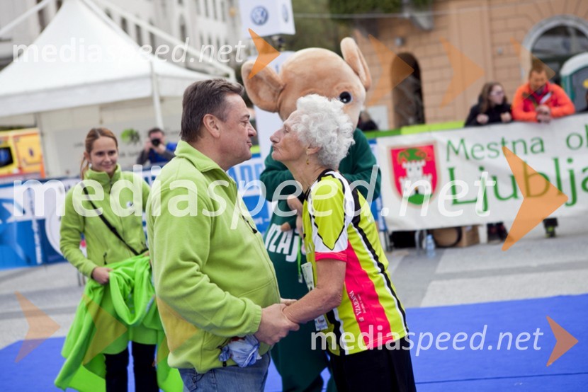 Zoran Jankovič, župan Mestne občine Ljubljana; Helena Žigon, maratonka18. Ljubljanski maraton 2013