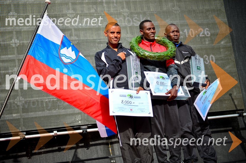 Deribe Robi, 2. mesto v teku na 42km; Mulugeta Wami, zmagovalec v teku na 42km;&nbsp;Julius Chepkwony, 3.&nbsp;mesto v teku na 42km18. Ljubljanski maraton 2013