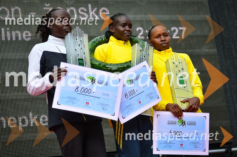 Edinah Kwambai, 2. mesto v teku na 42km;&nbsp;Caroline Chepkwony, zmagovalka v teku na 42km; Emily Samoei, 3.&nbsp;mesto v teku na 42km18. Ljubljanski maraton 2013