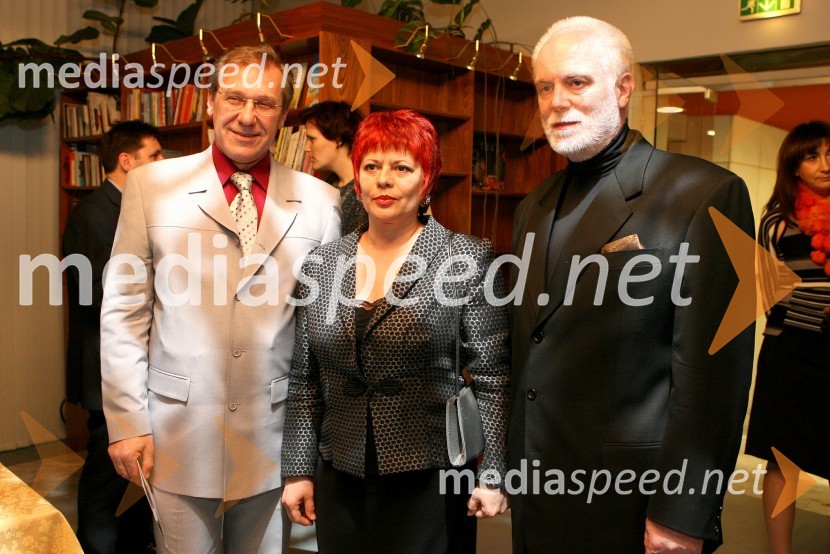 Aleš Valič, igralec in Marko Gorjanc, pomočnik ravnatelja SNG Opera in balet Ljubljana s soprogo RadmiloOpera Samson in Dalila